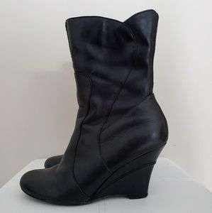 Spring Leather Boots, Black, SZ 8
